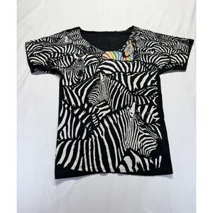 Vintage 90s Liquid Blue L Tee AOP All Over Print Graphic Print Zebra T-Shirt